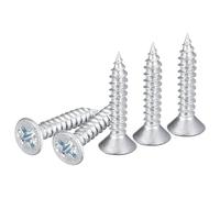DTGN 100Pcs #6x3/4" Flat Head Wood Screws, Carbon Steel Phillips Self Tapping Screws - Good for Woodworking, Furniture - Silver