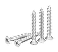 DTGN 100Pcs #7x1-1/4" Flat Head Wood Screws, 304 Stainless Steel Phillips Self Tapping Screws - Good for Woodworking, Furniture - Silver