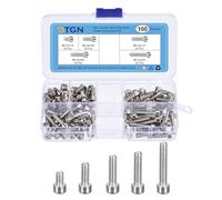 DTGN 100Pcs #8-32 Bolts Socket Head Screws Kit, #8-32 Screw Assortment, 304 Stainless Steel #8-32x1/4", 3/8", 1/2", 5/8", 3/4" Hex Socket Head Cap Screws Bolt Set for 3D Printing DIY