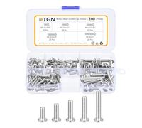 DTGN 100Pcs #8-32x1/4" to 3/4" Button Head Socket Cap Screws - 304 Stainless Steel Bolt Nut Set Washer Assortment Kit - Good for Road Bicycle, Mountain Bike, Auto