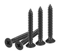 DTGN 100Pcs #8x1-1/4" Flat Head Wood Screws, 304 Stainless Steel Phillips Self Tapping Screws - Good for Woodworking, Furniture - Black