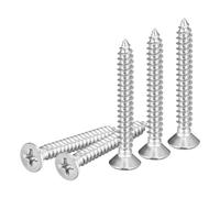 DTGN 100Pcs #8x1-1/4" Flat Head Wood Screws, 304 Stainless Steel Phillips Self Tapping Screws - Good for Woodworking, Furniture - Silver