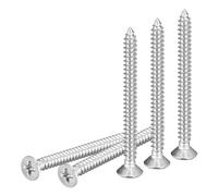 DTGN 100Pcs #8x1-3/4" Flat Head Wood Screws, 304 Stainless Steel Phillips Self Tapping Screws - Good for Woodworking, Furniture - Silver