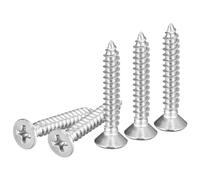 DTGN 100Pcs #8x1" Flat Head Wood Screws, 304 Stainless Steel Phillips Self Tapping Screws - Good for Woodworking, Furniture - Silver