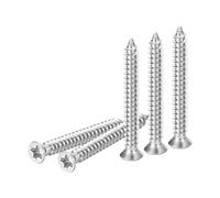 DTGN 100Pcs M2.6x20mm Flat Head Wood Screws, 304 Stainless Steel Phillips Self Tapping Screws - Good for Woodworking, Furniture - Silver