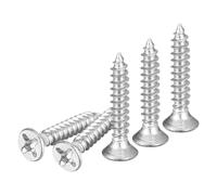 DTGN 100Pcs M3x18mm Flat Head Wood Screws, 304 Stainless Steel Phillips Self Tapping Screws - Good for Woodworking, Furniture - Silver