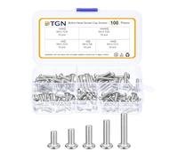 DTGN 100Pcs M4-0.7x8/10/12/16/20mm Button Head Socket Cap Screws - 304 Stainless Steel Bolt Nut Set Washer Assortment Kit - Good for Road Bicycle, Mountain Bike, Auto