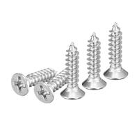 DTGN 100Pcs M4.2x18mm Flat Head Wood Screws, 304 Stainless Steel Phillips Self Tapping Screws - Good for Woodworking, Furniture - Silver