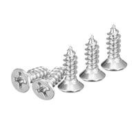 DTGN 100Pcs M4x12mm Flat Head Wood Screws, 304 Stainless Steel Phillips Self Tapping Screws - Good for Woodworking, Furniture - Silver