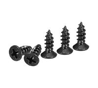 DTGN 100Pcs M4x12mm Flat Head Wood Screws, Carbon Steel Phillips Self Tapping Screws - Good for Woodworking, Furniture - Black