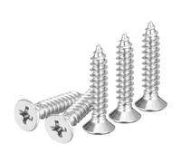 DTGN 100Pcs M5x25mm Flat Head Wood Screws, 304 Stainless Steel Phillips Self Tapping Screws - Good for Woodworking, Furniture - Silver