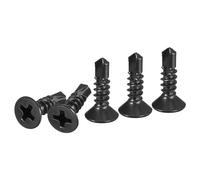 DTGN 100Pcs ST4.2x16mm Self Drilling Screws, 410 Stainless Steel Flat Head Phillips Sheet Metal Screw - Good for Wood to Metal, Furniture - Black