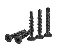 DTGN 100Pcs ST4.2x25mm Self Drilling Screws, 410 Stainless Steel Flat Head Phillips Sheet Metal Screw - Good for Wood to Metal, Furniture - Black
