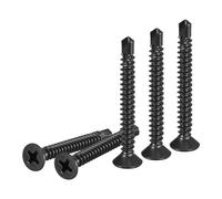 DTGN 100Pcs ST4.2x32mm Self Drilling Screws, 410 Stainless Steel Flat Head Phillips Sheet Metal Screw - Good for Wood to Metal, Furniture - Black