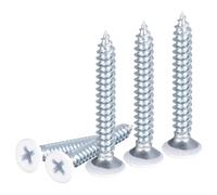 DTGN 100Pcs ST4.2x32mm Self Drilling Screws, Carbon Steel White Flat Head Phillips Sheet Metal Screw - Good for Wood to Metal, Furniture - White