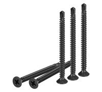 DTGN 100Pcs ST4.2x50mm Self Drilling Screws, 410 Stainless Steel Flat Head Phillips Sheet Metal Screw - Good for Wood to Metal, Furniture - Black