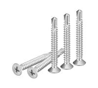 DTGN 100Pcs ST4.8x50mm Self Drilling Screws, 304 Stainless Steel Flat Head Phillips Sheet Metal Screw - Good for Wood to Metal, Furniture - Silver