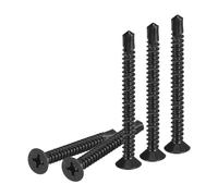 DTGN 100Pcs ST4.8x50mm Self Drilling Screws, 410 Stainless Steel Flat Head Phillips Sheet Metal Screw - Good for Wood to Metal, Furniture - Black