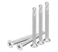 DTGN 100Pcs ST4.8x50mm Self Drilling Screws, 410 Stainless Steel Flat Head Phillips Sheet Metal Screw - Good for Wood to Metal, Furniture - Silver