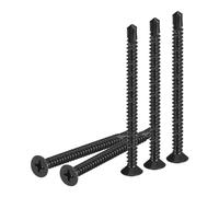 DTGN 100Pcs ST4.8x70mm Self Drilling Screws, 410 Stainless Steel Flat Head Phillips Sheet Metal Screw - Good for Wood to Metal, Furniture - Black