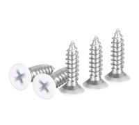 DTGN 100Pcs ST5x20mm Flat Head Wood Screws, 304 Stainless Steel White Phillips Self Tapping Screws - Good for Woodworking, Furniture - White