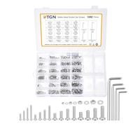 DTGN 1080Pcs M2 M3 M4 M5 Button Head Socket Cap Screws - 304 Stainless Steel Bolt Nut Set Washer Assortment Kit & Wrench - Good for Road Bicycle, Mountain Bike, Auto