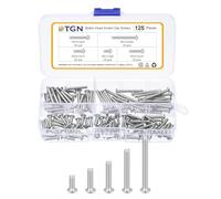 DTGN 125Pcs M3-0.5x8/12/16/20/25mm Button Head Socket Cap Screws - 304 Stainless Steel Bolt Nut Set Washer Assortment Kit - Good for Road Bicycle, Mountain Bike, Auto