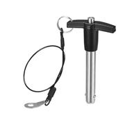 DTGN 12mmx60mm(DxL) T Handle Quick Release Pin - Good for Quickly Connecting and Hooking Up Components - 304 Stainless Steel Ball Locking Pin with Push Button - Black/Silver
