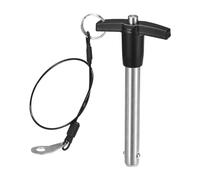 DTGN 12mmx80mm(DxL) T Handle Quick Release Pin - Good for Quickly Connecting and Hooking Up Components - 304 Stainless Steel Ball Locking Pin with Push Button - Black/Silver