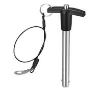 DTGN 12mmx90mm(DxL) T Handle Quick Release Pin - Good for Quickly Connecting and Hooking Up Components - 304 Stainless Steel Ball Locking Pin with Push Button - Black/Silver