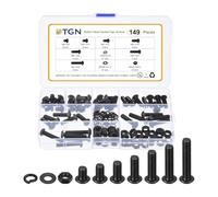 DTGN 149Pcs M6-1x8/10/12/16/20/25/30mm Button Head Socket Cap Screws - Carbon Steel Bolt Nut Set Washer Assortment Kit - Good for Road Bicycle, Mountain Bike, Auto
