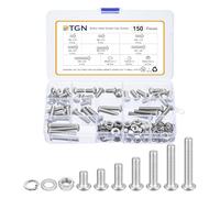 DTGN 150Pcs M6-1x10/12/16/20/25/30/35mm Button Head Socket Cap Screws - 304 Stainless Steel Bolt Nut Set Washer Assortment Kit - Good for Road Bicycle, Mountain Bike, Auto