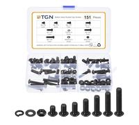 DTGN 151Pcs M6-1x8/10/12/16/20/25/30mm Button Head Socket Cap Screws - Carbon Steel Bolt Nut Set Washer Assortment Kit - Good for Road Bicycle, Mountain Bike, Auto