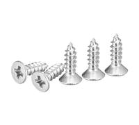 DTGN 200Pcs #4x3/8" Flat Head Wood Screws, 304 Stainless Steel Phillips Self Tapping Screws - Good for Woodworking, Furniture - Silver