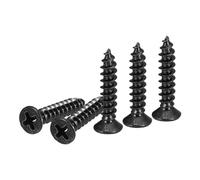 DTGN 200Pcs M4x20mm Flat Head Wood Screws, Carbon Steel Phillips Self Tapping Screws - Good for Woodworking, Furniture - Black