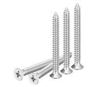 DTGN 20Pcs M5x50mm Flat Head Wood Screws, 304 Stainless Steel Phillips Self Tapping Screws - Good for Woodworking, Furniture - Silver