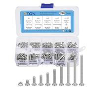 DTGN 220Pcs Machine Screws Assortment Kit, #2-56 Phillips Pan Head Nut and Bolt Assortment Kit, 304 Stainless Steel, Phillips Drive Pan Head Bolt Assortment