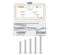 DTGN 25Pcs M5-0.8x40/45/50/55/60mm Button Head Socket Cap Screws - 304 Stainless Steel Bolt Nut Set Washer Assortment Kit - Good for Road Bicycle, Mountain Bike, Auto
