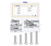 DTGN 25Pcs M8-1.25x30/35/40/45/50mm Button Head Socket Cap Screws - 304 Stainless Steel Bolt Nut Set Washer Assortment Kit - Good for Road Bicycle, Mountain Bike, Auto