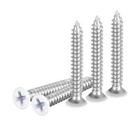 DTGN 25Pcs ST4x30mm Flat Head Wood Screws, 304 Stainless Steel White Phillips Self Tapping Screws - Good for Woodworking, Furniture - White