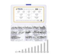 DTGN 290Pcs M3-0.5x6/8/10/12/14/16/18/20/25mm Button Head Socket Cap Screws - 304 Stainless Steel Bolt Nut Set Washer Assortment Kit - Good for Road Bicycle, Mountain Bike, Auto