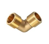 DTGN 3/8 PT x 3/8 PT (Male x Male) 90 Degree Brass Pipe Fitting - Good for Water Pipe System - Brass Elbow Adapter - Gold Tone