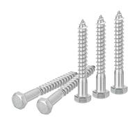 DTGN 3/8" x 3-1/2" Hex Lag Bolts - 5 Pack - for Woodworking, Furniture - 304 Stainless Steel Partial Thread Hexagon Head Lag Screws for Wood - Silver