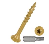 DTGN 300Pack #8x1-1/2" Deck Wood Screws kit Carbon Steel Tan | Wood Screws Epoxy-Coated Decking Screws W/ T25 Torx Star Drive Bit,Good for Decks,Fences,Frames,Farms,Outdoor Furniture