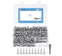 DTGN 300Pcs #12x1" Hex Washer Head Self Drilling Screws, 410 Stainless Steel Self Tapping Sheet Metal Screw Set with Washer & Hex Bit Socket