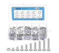 DTGN 300Pcs M2.5 x 4mm / 6mm/ 8mm /10mm /12mm /14mm/ 16mm /18mm/ 20mm Flat Head Hex Socket Cap Screws Bolts Nuts Kit, 304 Stainless Steel, Full Thread