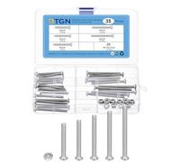 DTGN 35Pack M5(D) Button Head Socket Cap Screws Nuts Kit - 40/45/50/55/60mm(L) Hex Socket Cap Bolt Nut Assortment - 304 Stainless Steel Full Thread - Good for Machine