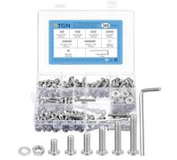 DTGN 360Pcs 1/4"-20 Button Head Socket Cap Screws - 304 Stainless Steel UNC Thread 1/2",5/8",3/4",1",1-1/4",1-1/2" Bolt Nut Set Washer Assortment Kit & Wrench - Good for Machine
