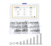 DTGN 376Pcs M4-0.7x6/8/12/16/20/25/30mm Button Head Socket Cap Screws - 304 Stainless Steel Bolt Nut Set Washer Assortment Kit - Good for Road Bicycle, Mountain Bike, Auto