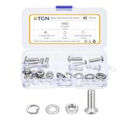 DTGN 40Pcs 1/4-20x3/4" Button Head Socket Cap Screws - 304 Stainless Steel Bolt Nut Set Washer Assortment Kit - Good for Road Bicycle, Mountain Bike, Auto